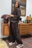 Cabbage Rose Cotton Quilted Jacket Coffee Bean